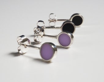 Tiny Sterling Silver and Resin Post / Stud Earrings