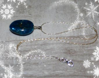 Necklace in 925 Silver with blue Apatite pendant from Madagascar