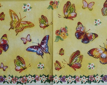 set of 2 napkins, decoupage paper napkins Decoupage paper Napkin for decoupage butterflies