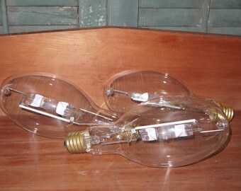 Large Vintage Industrial Light Bulbs, Steampunk, Industrial Decor, Sylvania Super Metalarc Large Clear Light Bulb