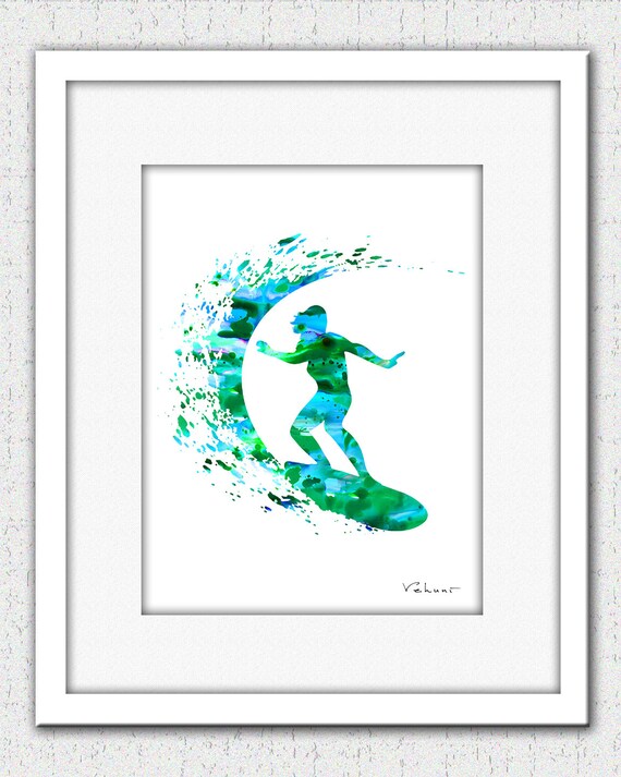 Items Similar To Surfer Art Print, Surfer Print, Surfer Silhouette ...