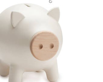 White matte piggy bank, ceramic piggy bank, large piggy bank, adult piggy bank, housewarming gift, office accessories, Wedding gift, PIGZ