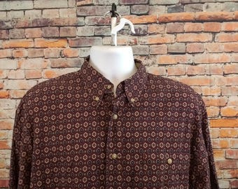 90's BUGLE BOY button up... or down, your call. You are Zack Morris.