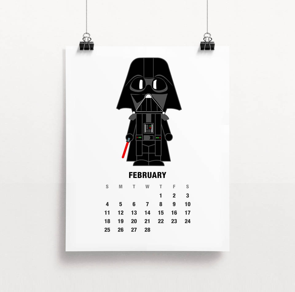 2018 Star wars Calendar Printable Christmas Gift New Year 2018 Star wars Calendar Printable Christmas Gift New Year