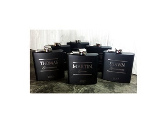Personalized Groomsmen Flasks - Personalized 6 oz Wedding Flasks - Perfect for Best Man, Groomsman, Ushers, Fathers - Many Colors