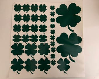 Shamrock Decals -St. Patricks Day Decal Decor - 4 Leaf Clover Decal - Vinyl Shamrocks - Four Leaf Clover Decal - Shamrock Decal - Shamrock