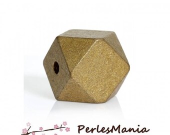 Gold 20 mm S1177299 polygons wooden beads