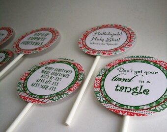 Printable Griswold Home Alone Quotes Ugly Sweater Cupcake Toppers - Ugly Sweater Party Decoration Christmas Vacation Quotes - Digital Decor