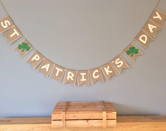 St. Patrick's Day Irish Lucky Clover Hessian Bunting Party Banner Burlap