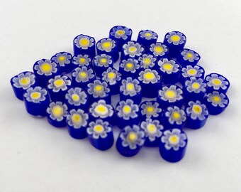 Millefiori Murrano - Opaque Blue/Yellow Daisy ( 50-55 pieces)