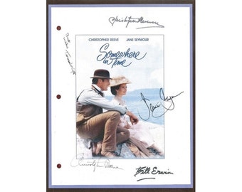 Somewhere In Time 1980 Movie Script Autographed: Christopher Reeve, Jane Seymour, Christopher Plummer, Teresa Wright, Bill Erwin