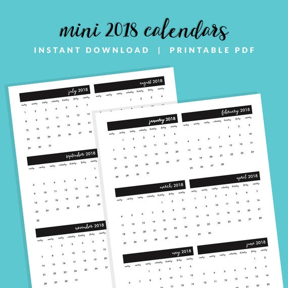Mini Monthly Calendar Printable Mini Calendars 2018 Mini