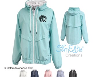 Monogrammed Rain Jacket, Personalized Women's Rain Coat, Rain Poncho