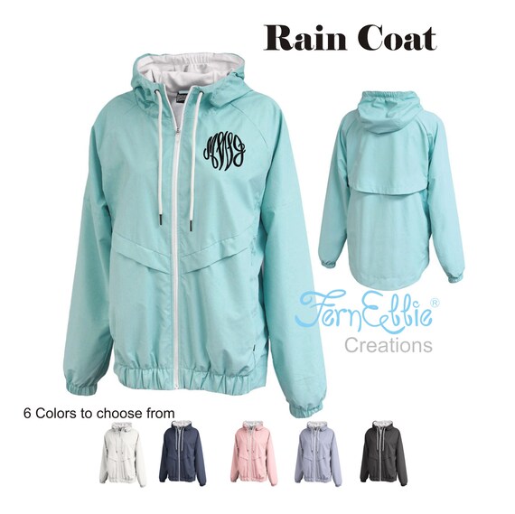 Monogrammed Rain Jacket, Personalized Women's Rain Coat, Rain Poncho