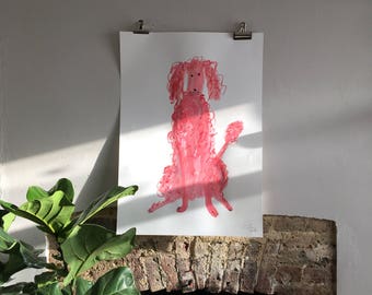 Original Faye Moorhouse painting - Giant Pink Poodle 006 - FREE SHIPPING