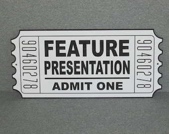 Large Movie Theater Ticket Feature Presentation Vintage Style Wood Sign
