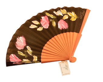 Hand-painted Pear fan. "Aromas of Dusk"