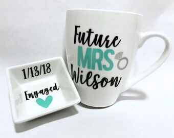 Personalized Engagement Gift Set, Engagement Gift, Future Mrs Gift, Future Mrs Mug, Gift for Bride, Engagement Gift Set, Engagement Gifts
