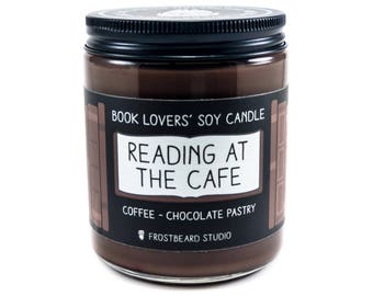 Reading at the Cafe - 8 oz Book Lovers' Soy Candle - Book Lover Gift - Scented Soy Candle - Frostbeard Studio