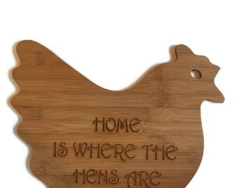 Custom Chicken Cutting Board / Personalized Bamboo Hen / Chicken Decor