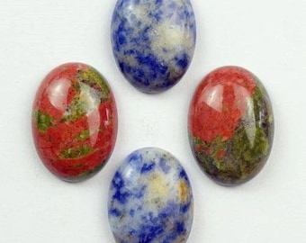 4 cabochons 25x18mm unakite and sodalite oval