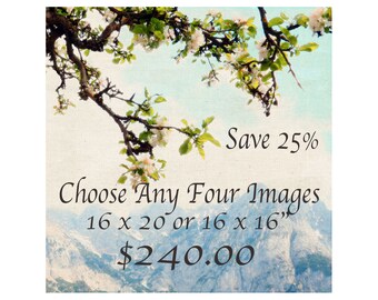 SALE SET of Four Prints Wall Art Wall Decor discounted Art Print Art Prints home decor sale 16x20 16x16 Instant Collection Photography Set