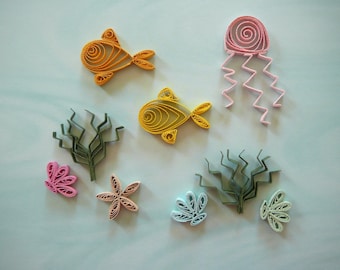 Paper Quilled Under Water Sea Life Embellishment For Card Making and Scrapbooking