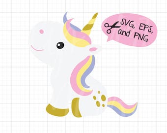 Download Cute Baby Unicorn SVG EPS Files for Cricut or Silhouette