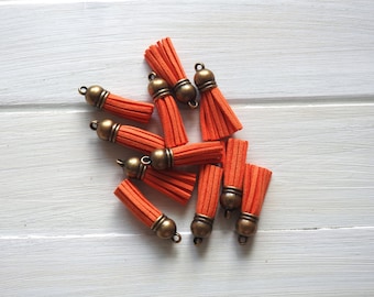 Tassel Pendant - Velvet, Orange 3.8 cm