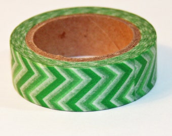 Green, Lime Green and White Chevron Washi Tape
