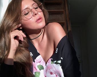 Round 80's Clear Lens Glasses