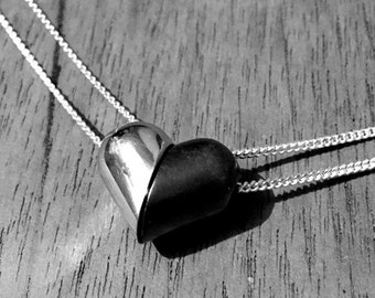 Silver Magnetic Heart Pill Necklace
