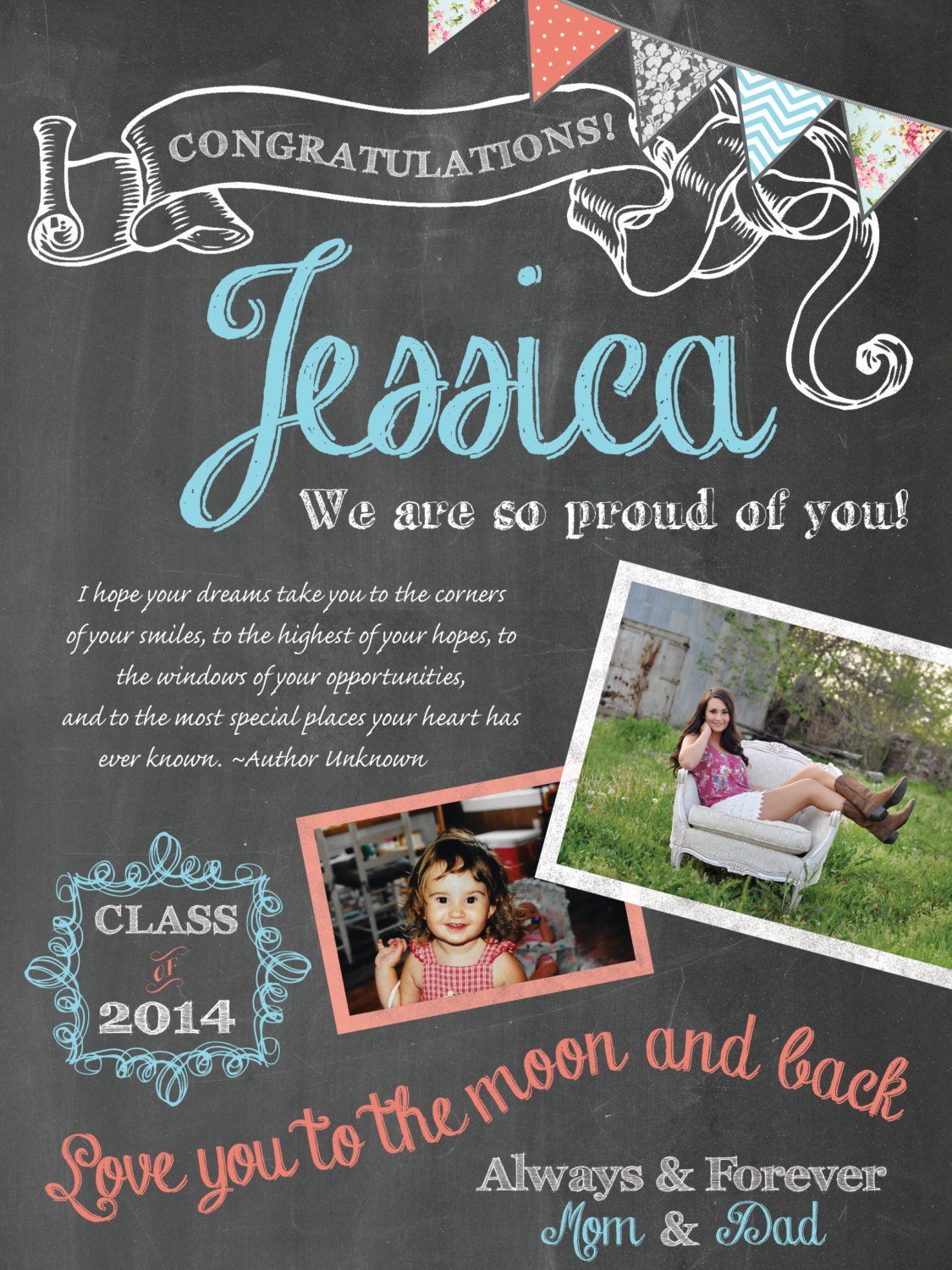 Graduation Photo Chalkboard Poster Congratulations Poster