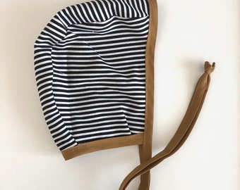 Baby Bonnet | Reversible Bonnet | Toddler Bonnet | Modern Bonnet | Striped Bonnet