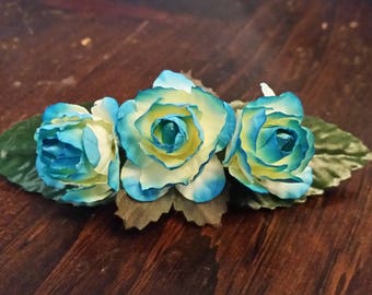 Delicate Blue Rose Hair Barrette-Valentine's Day Barrette- Any Occasion