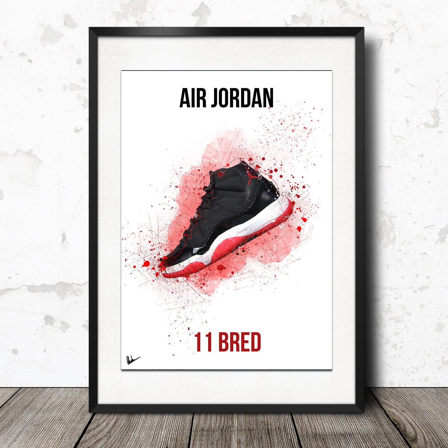 Nike Air Jordan 11 Bred poster Sneaker wall artwork Limited