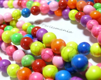 Turquoise Howlite 6mm 2L 1626 ref mulitcolores 10 beads