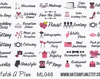 Wedding Planner Stickers | Fits Erin Condren Life Planner | Fits Happy Planner | Weddings | Wedding Stickers | ML048