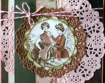 Blank greeting, vintage style card
