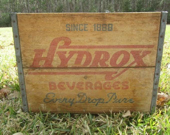 Vintage crate,soda crate,wood box,Antique Hydrox Beverages Box,EveryDrop Pure, Wood Crate, wood box, vintage crate, crate, vintage wood box
