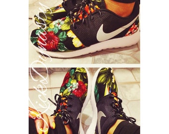 custom nike roshe run athletic running shoes with floral print custom nike roshe run athletic running shoes with floral print