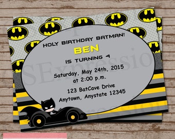 Bat Boy Birthday Party Invitation