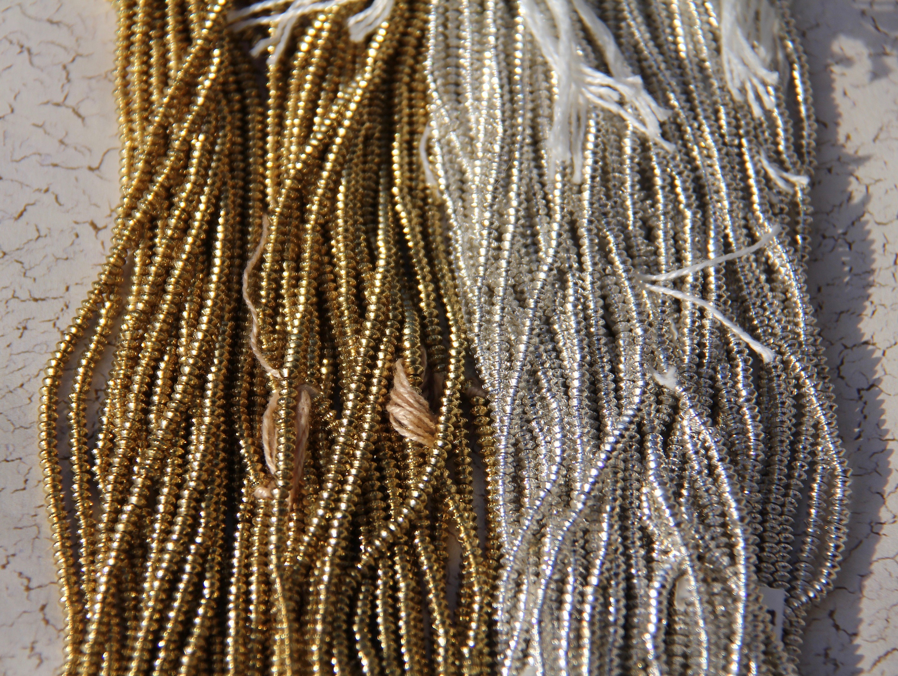 Silver and Gold Plated Metal Beads, Saucer Shaped with Ridges (3x2mm