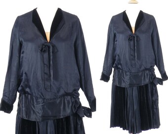 Vintage 1920s Dress, 20s Silk Dress, Roaring 20s Downton Abbey Dress