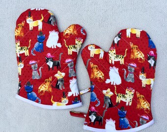 Cats with Hats Medium Oven Mitts