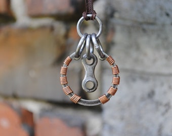 Industrial upcycled pendant bicycle with chain