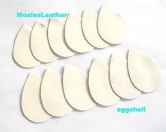 Earrings eggshell cream Teardrop leather pieces earrings 12 pieces lot #244