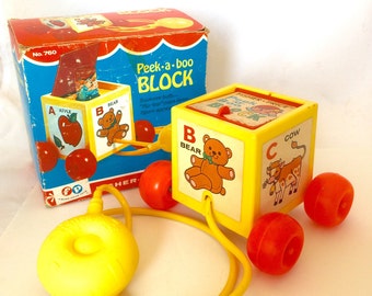 Fisher Price Peek a Boo Block, 1970 - 1979 Fisher Price Toy 760