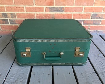 Vintage Mid Century Green Lady Baltimore Luggage Retro Travel