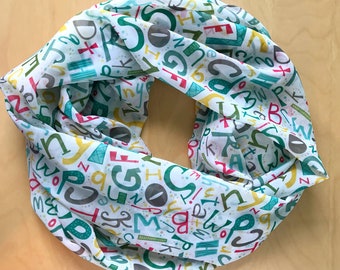 Alphabet Fun Made to Order Lightweight Chiffon Infinity Scarf
